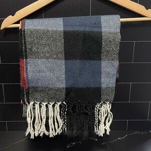 Steve Madden Blanket Scarf in Berry Check Plaid
